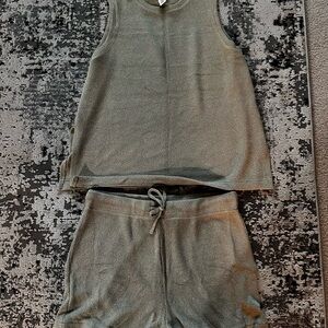 H&M Olive Green Knit Tank and Drawstring Shorts Set - Lounge Set